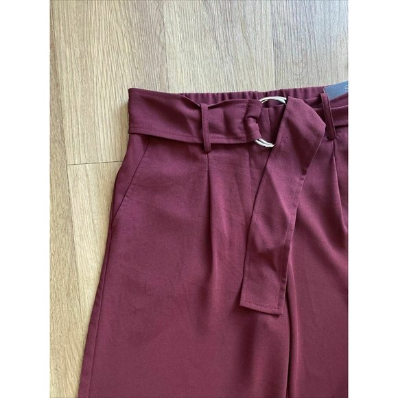 Dorothy Perkins Tailoring Crop Wide Leg Trousers Berry Red Culottes 6 - Picture 2 of 5